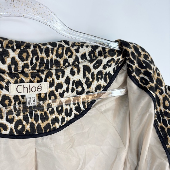 Chloe‎ Leopard Print Coat Size 8 Y2K Animal Print Glam Baddie - Picture 8 of 15